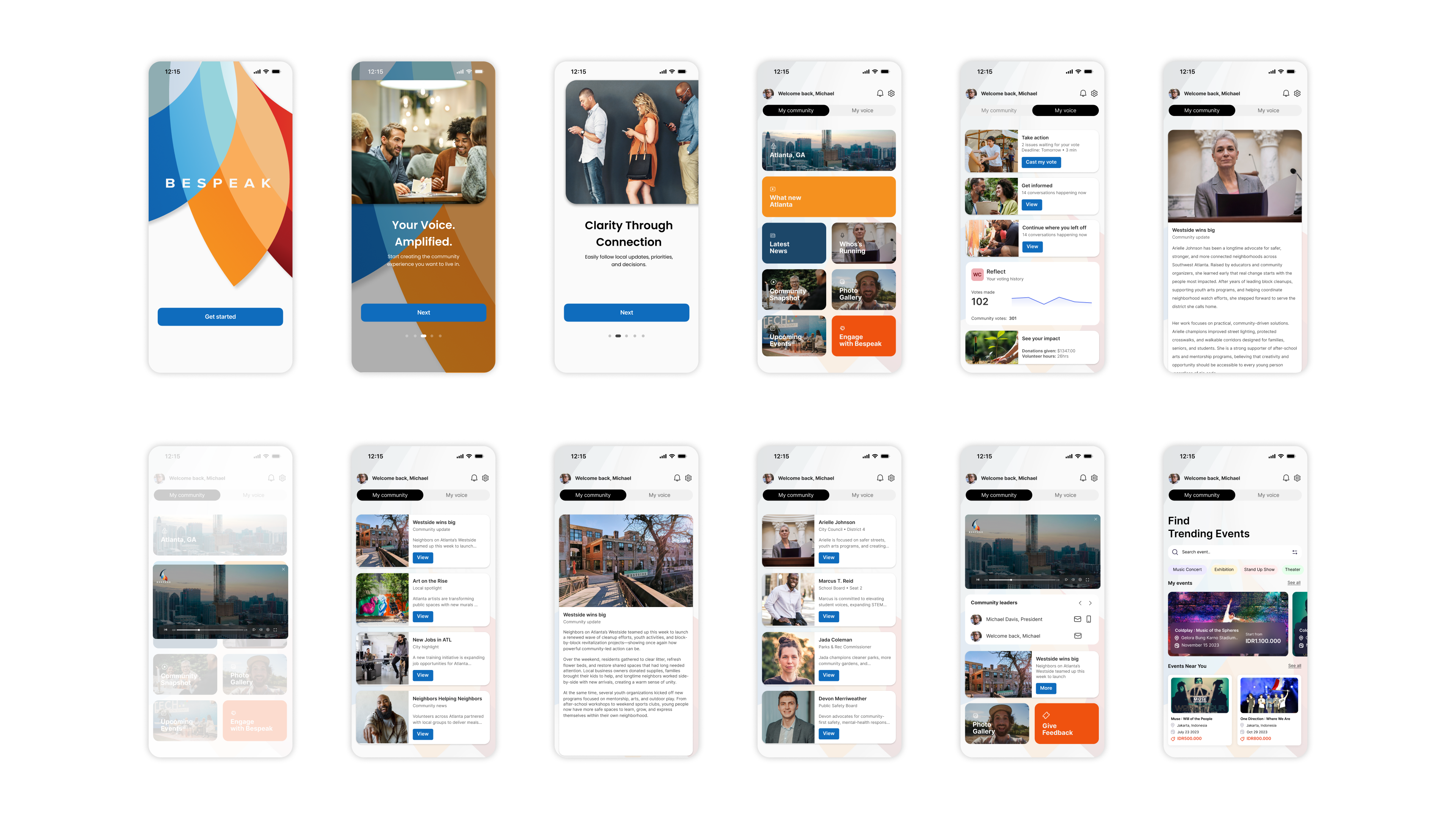 Bespeak platform screens overview